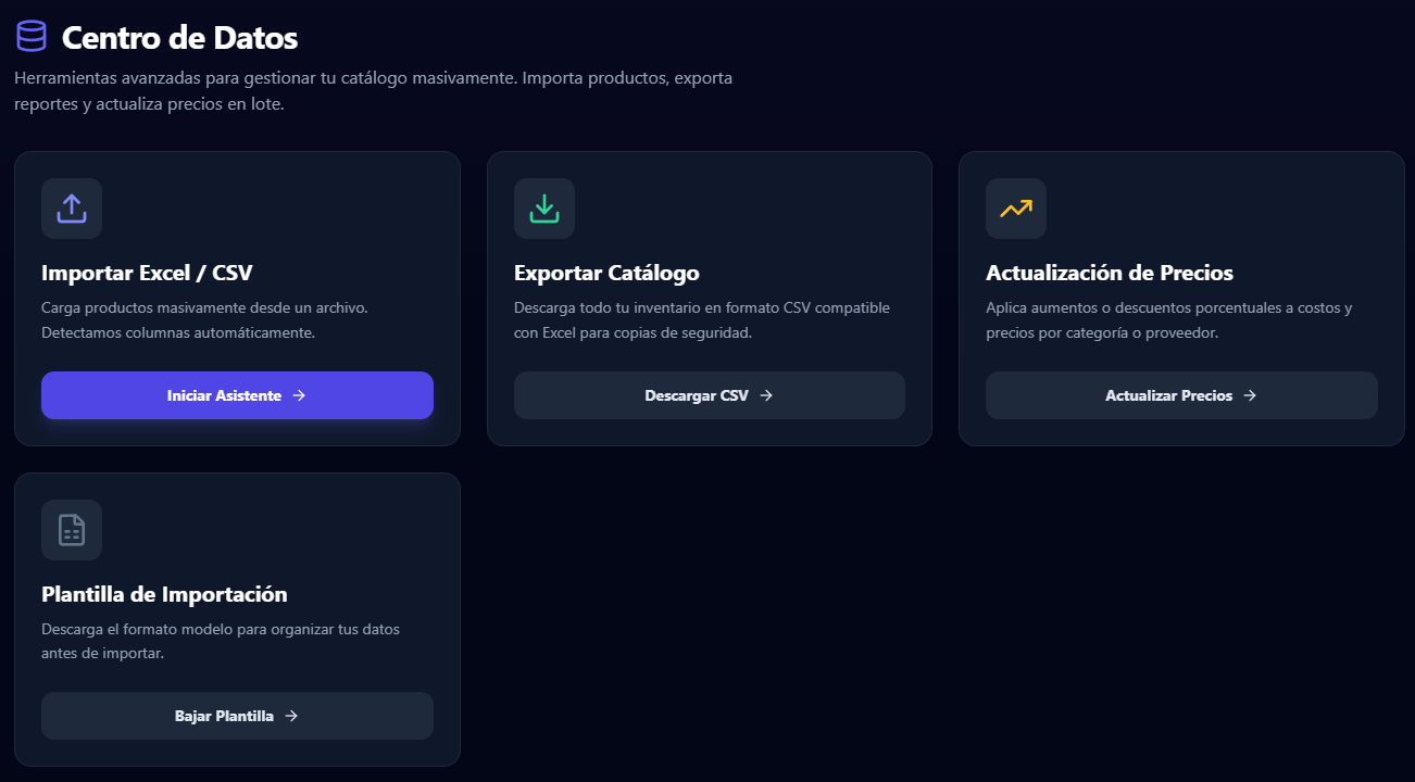 Vista Principal Importar/Exportar