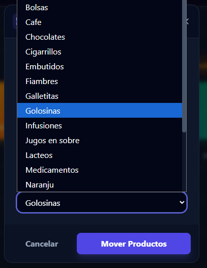 Selección de Nueva Categoría
