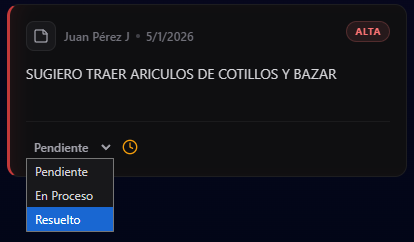 Listado de Historial de Notas