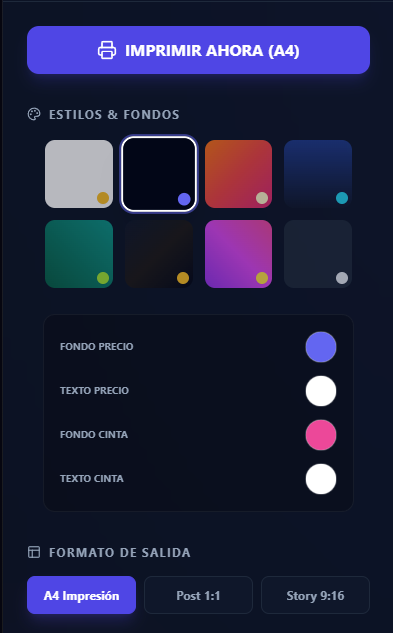 Opción de Imprimir A4