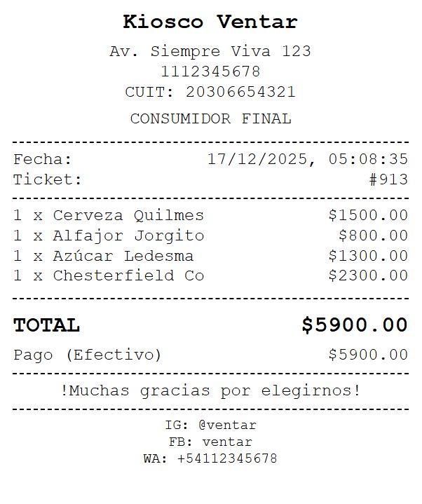 Ejemplo de Ticket